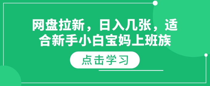 网盘拉新，日入几张，适合新手小白宝妈上班族-忧忧资源网