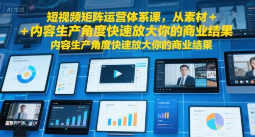 短视频矩阵运营体系课,从素材+内容生产角度快速放大你的商业结果-幽忧帮