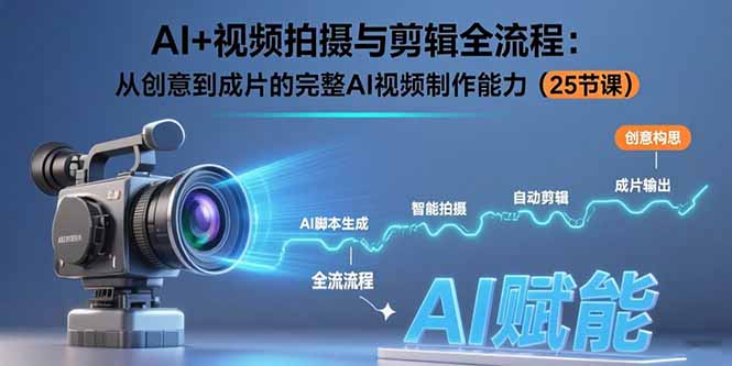 AI+视频拍摄与剪辑全流程:从创意到成片的完整AI视频制作能力(25节课-幽忧帮