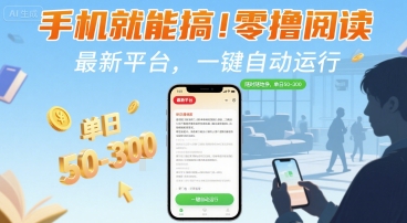 手机就能搞!零撸阅读挂G,最新平台,一键自动运行,随时随地挣,单日50-3张+【揭秘】-幽忧帮