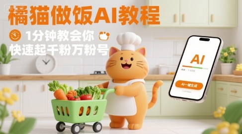 有趣的橘猫买菜做饭视频,用AI一键搞定,1分钟教会你,快速起千粉万粉号-幽忧帮