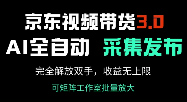 京东视频带货3.0，Ai全自动采集+自动发布，完全解放双手，收入无上限-忧忧资源网