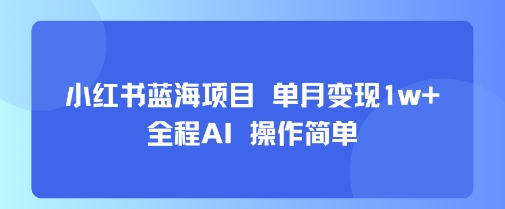 小红书蓝海项目 单月变现1w+ 全程AI 操作简单-幽忧帮