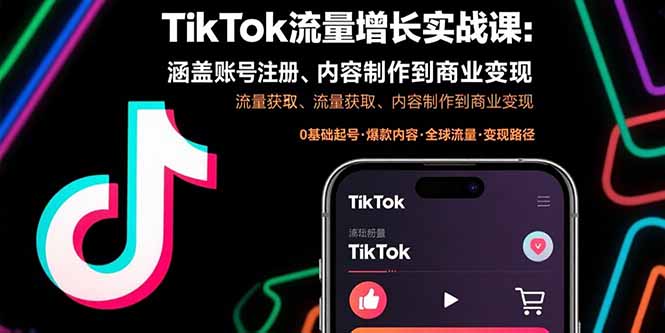 TikTok流量增长实战课:涵盖账号注册、流量获取、内容制作到商业变现-幽忧帮