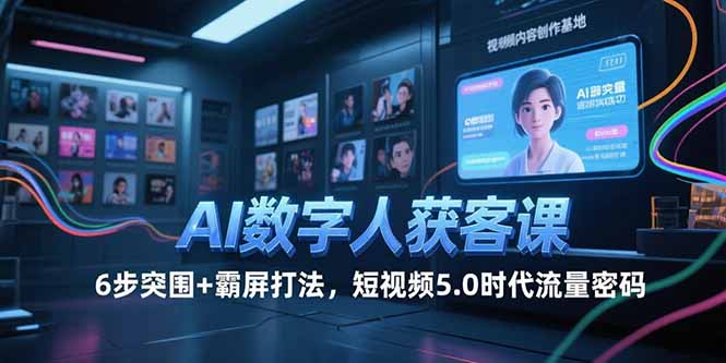 AI数字人获客课,6步突围+霸屏打法,短视频5.0时代流量密码-幽忧帮