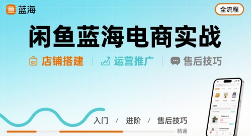 闲鱼蓝海电商实战,店铺搭建运营售后全流程-幽忧帮