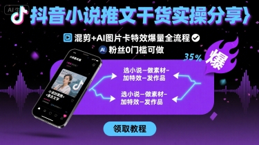 抖音小说推文干货实操分享,混剪+AI图片卡特效爆量全流程,0粉丝0门槛可做-幽忧帮