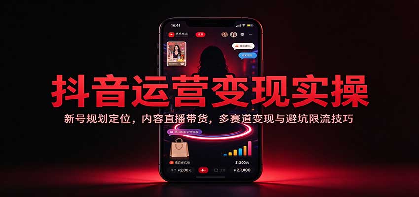 抖音运营变现实操：新号规划定位，内容直播带货，多赛道变现与避坑限流技巧-幽忧帮