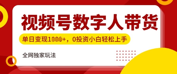 最新视频号数学人带货实操玩法，新手单日轻松多张，全程干货-忧忧资源网