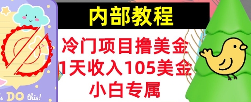 冷门项目撸美金，小白专属，1天收入105美刀，0门槛，内部教程-忧忧资源网