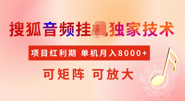 首发搜狐音频挂JI，项目红利期，可矩阵可放大，稳定月入5k【揭秘】-忧忧资源网