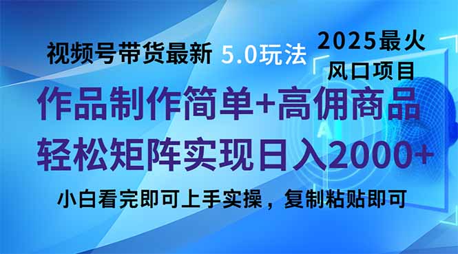 （14191期）视频号带货最新5.0玩法，作品制作简单，当天起号，复制粘贴，轻松矩阵…-忧忧资源网