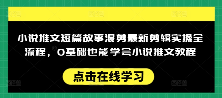 小说推文短篇故事混剪最新剪辑实操全流程，0基础也能学会小说推文教程，肯干多发日入多张-忧忧资源网