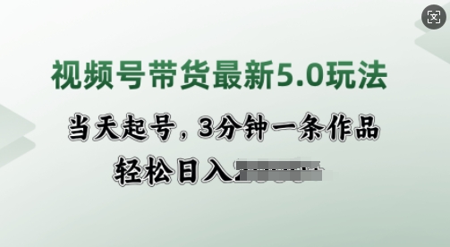 视频号带货最新5.0玩法，当天起号，3分钟一条作品，轻松日入多张-忧忧资源网