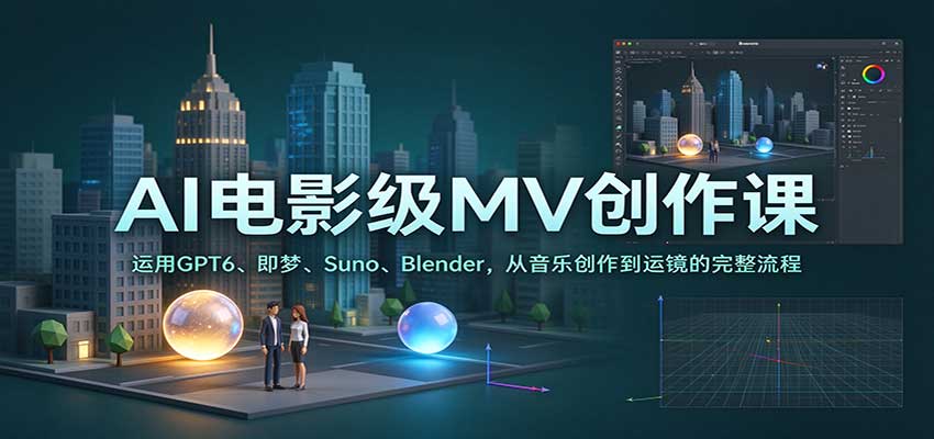 AI电影级MV创作课：运用GPT6、即梦、Suno、Blender，从音乐创作到运镜的完整流程-幽忧帮