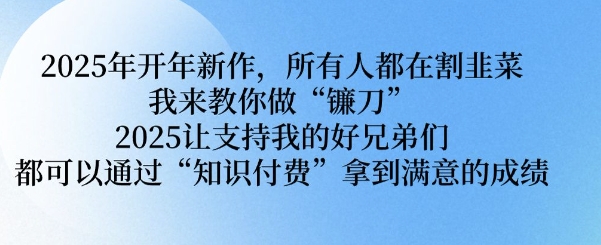 2025年开年新作，所有人都在割韭菜，我来教你做“镰刀” 2025让支持我的好兄弟们都可以通过“知识付费”拿到满意的成绩【揭秘】-忧忧资源网