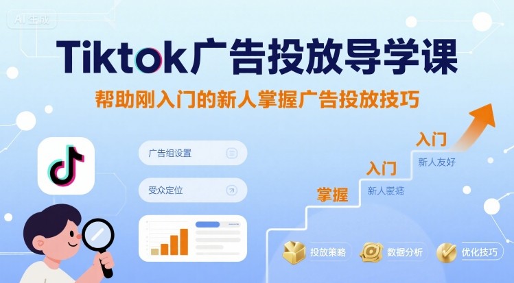 Tiktok广告投放导学课,帮助刚入门的新人掌握广告投放技巧-幽忧帮