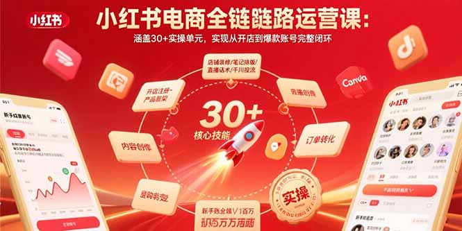 小红书电商全链路运营课:涵盖30+实操单元,实现从开店到爆款账号完整闭环-幽忧帮