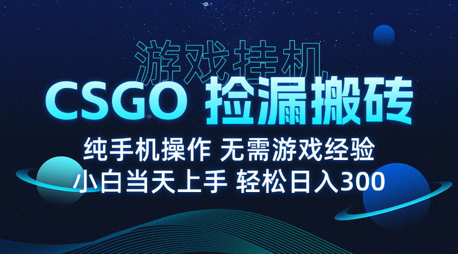 8月最新游戏搬砖,CSGO纯挂机,不需要玩游戏,实现真挂机,月入1W+-幽忧帮