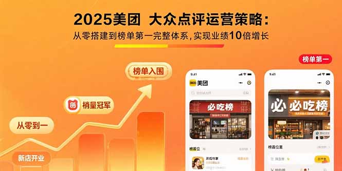 2025美团 大众点评运营策略:从零搭建到榜单第一完整体系,实现业绩10倍增长-幽忧帮