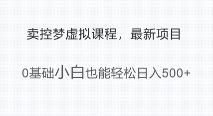 最新小众项目，利用人们猎奇的心理卖控梦虚拟课程，0基础小白也能轻松日入多张-忧忧资源网