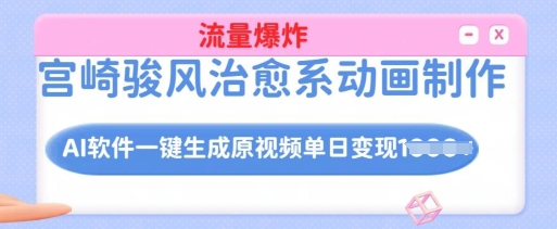 宫崎骏风治愈系动画制作，AI软件一键生成原创视频流量爆炸，单日变现多张，详细实操流程-忧忧资源网