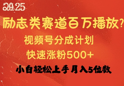 励志类赛道也能百万播放，快速涨粉500+视频号变现月入过W-忧忧资源网