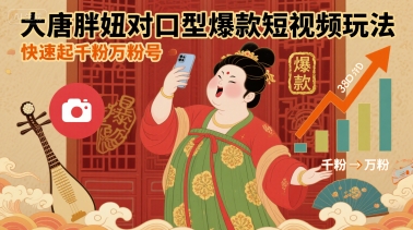 大唐胖妞对口型爆款短视频玩法,快速起千粉万粉号-幽忧帮